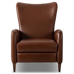 Neera Updated Traditional Brown Leather Wingback Recliner|