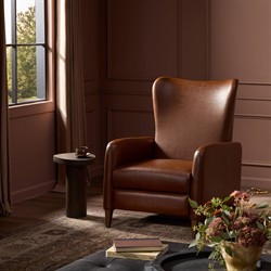 Neera Updated Traditional Brown Leather Wingback Recliner|