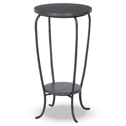 Nina Updated Traditional Grey Marble Black Iron Drink Table|
