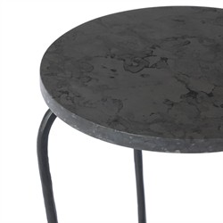 Nina Updated Traditional Grey Marble Black Iron Drink Table|