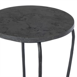 Nina Updated Traditional Grey Marble Black Iron Drink Table|