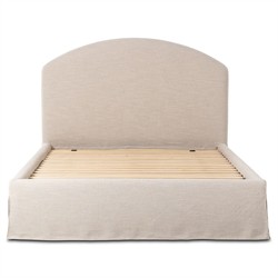 Oasley Updated Traditional Beige Slipcovered Bed - Queen|