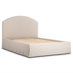 Oasley Updated Traditional Beige Slipcovered Bed - Queen|
