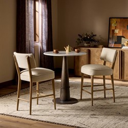 Andy Modern Classic Cream Performance Brown Wood Counter Stool|