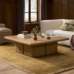Pecos Modern Classic Light Wash Oak Square Coffee Table|