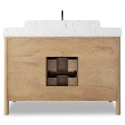 Porter Modern Classic White Marble Brown Oak Wide Single Vanity Sink - 49"|