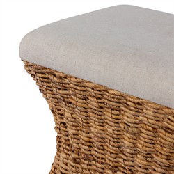 Raiko Coastal Beach Cream Woven Accent Stool|