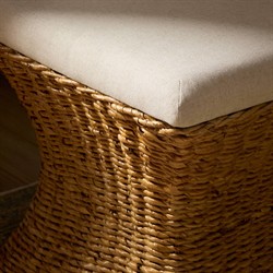 Raiko Coastal Beach Cream Woven Accent Stool|