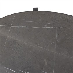 Rayna Updated Traditional Grey Marble Black Iron Oval Coffee Table|