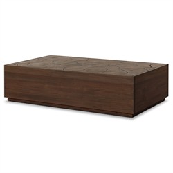 Ridge Rustic Lodge Dark Brown Teak Rectangular Block Outdoor Coffee Table|