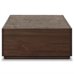 Ridge Rustic Lodge Dark Brown Teak Rectangular Block Outdoor Coffee Table|