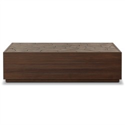 Ridge Rustic Lodge Dark Brown Teak Rectangular Block Outdoor Coffee Table|