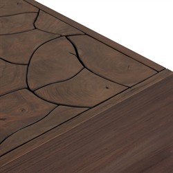 Ridge Rustic Lodge Dark Brown Teak Rectangular Block Outdoor Coffee Table|