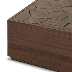 Ridge Rustic Lodge Dark Brown Teak Rectangular Block Outdoor Coffee Table|