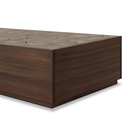 Ridge Rustic Lodge Dark Brown Teak Rectangular Block Outdoor Coffee Table|