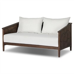 Ridge Rustic Lodge Dark Brown Teak Outdoor Sofa - 58"|