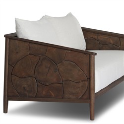 Ridge Rustic Lodge Dark Brown Teak Outdoor Sofa - 58"|