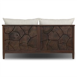 Ridge Rustic Lodge Dark Brown Teak Outdoor Sofa - 58"|