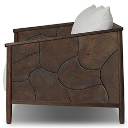 Ridge Rustic Lodge Dark Brown Teak Outdoor Sofa - 58"|