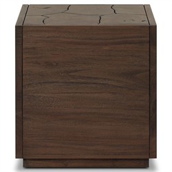 Ridge Rustic Lodge Dark Brown Teak Block Outdoor End Table|