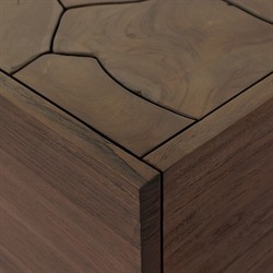 Ridge Rustic Lodge Dark Brown Teak Block Outdoor End Table|