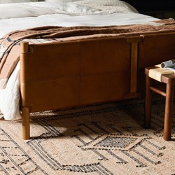 Hubert Rustic Lodge Brown Leather Natural Wood Bed - Cal King Cal King ...