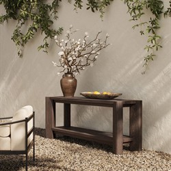 Soho Modern Classic Brown Teak Rectangular Outdoor Console Table|