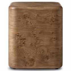 Talessi Modern Classic Brown Oak Burl Square Block End Table|