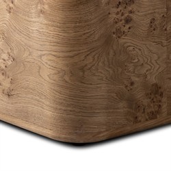 Talessi Modern Classic Brown Oak Burl Square Block End Table|