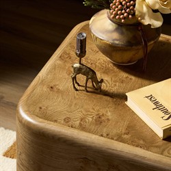 Talessi Modern Classic Brown Oak Burl Square Block End Table|