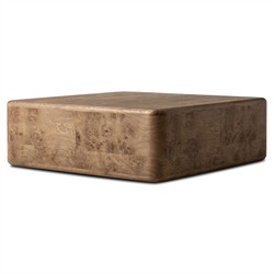 Talessi Modern Classic Brown Oak Burl Block Coffee Table|