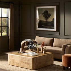 Talessi Modern Classic Brown Oak Burl Block Coffee Table|