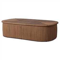 Taum Coastal Beach Brown Woven Oval Outdoor Coffee Table|