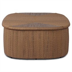Taum Coastal Beach Brown Woven Oval Outdoor Coffee Table|