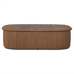 Taum Coastal Beach Brown Woven Oval Outdoor Coffee Table|