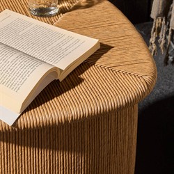 Taum Coastal Beach Brown Woven Square Outdoor Stool|