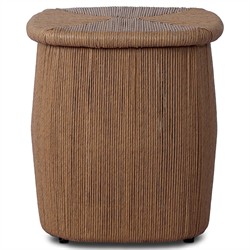 Taum Coastal Beach Brown Woven Square Outdoor Stool|