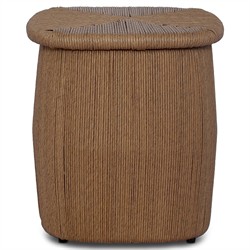 Taum Coastal Beach Brown Woven Square Outdoor Stool|