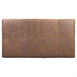 Ulrick Modern Classic Brown Leather Drifted Oak Cocktail Ottoman|