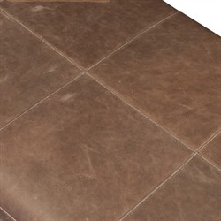 Ulrick Modern Classic Brown Leather Drifted Oak Cocktail Ottoman|