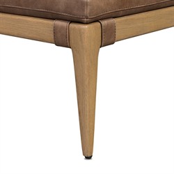 Ulrick Modern Classic Brown Leather Drifted Oak Cocktail Ottoman|