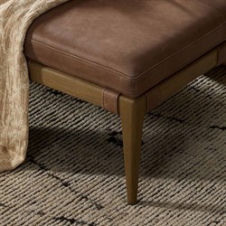 Ulrick Modern Classic Brown Leather Drifted Oak Cocktail Ottoman|