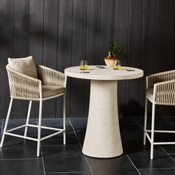 Varda Modern Classic Cream Concrete Round Outdoor Counter Table - 34"|