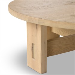 Willa Coastal Beach Bleached Oak Round Coffee Table|