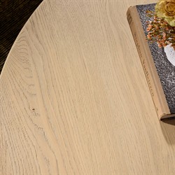 Willa Coastal Beach Bleached Oak Round Coffee Table|