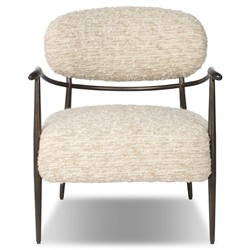 Norah Updated Traditional Cream Boucle Bronze Iron Arm Chair|