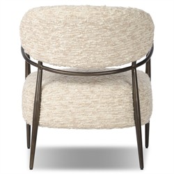 Norah Updated Traditional Cream Boucle Bronze Iron Arm Chair|