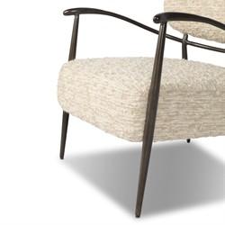 Norah Updated Traditional Cream Boucle Bronze Iron Arm Chair|