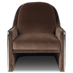 Viora Modern Classic Brown Velvet Performance Arm Chair|
