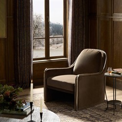 Viora Modern Classic Brown Velvet Performance Arm Chair|